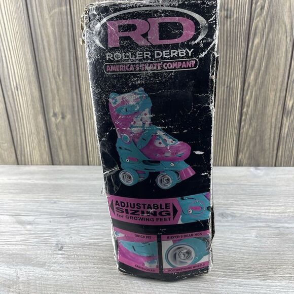 Roller Derby Girls Skates Size 12-2 (Adjustable Sizes) Mermaid Pink Green - Picture 13 of 16